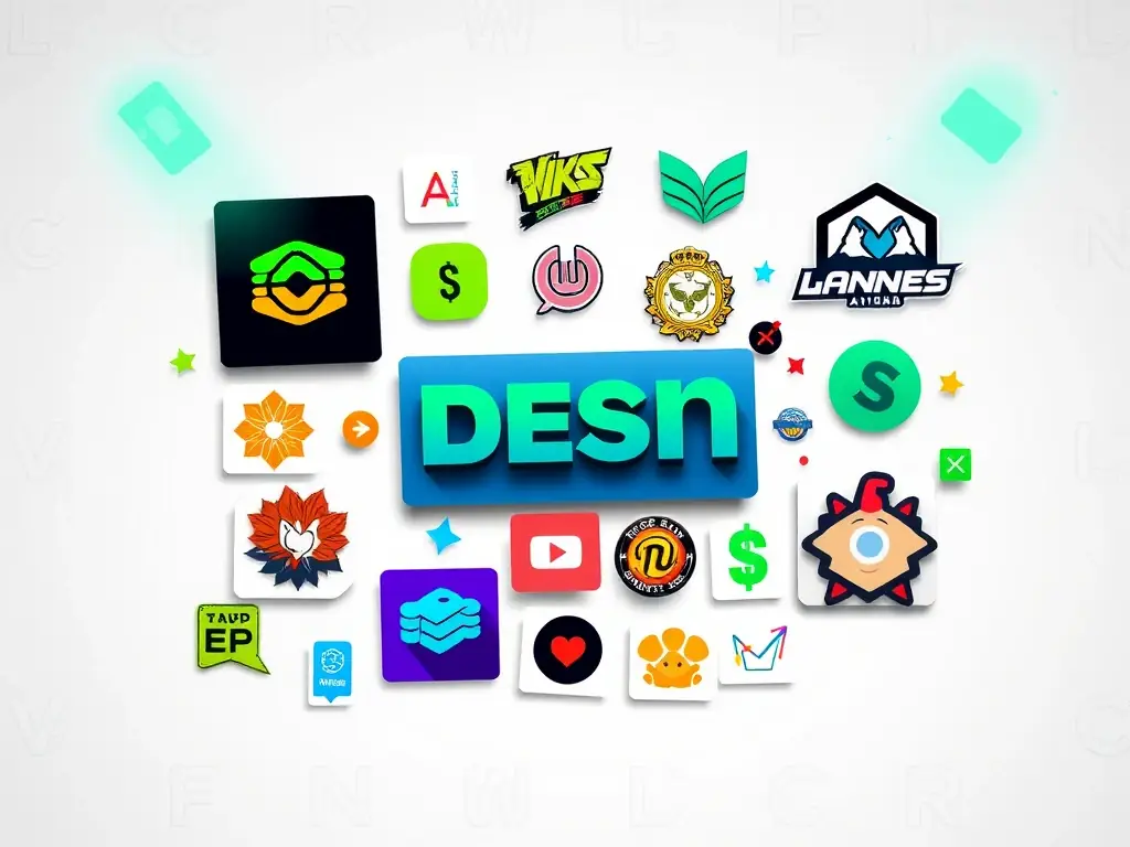 An image showcasing a variety of creative and modern logo designs, representing WBS Solutions' logo design capabilities.